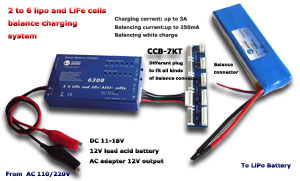 6S lipo cells balancing charge system